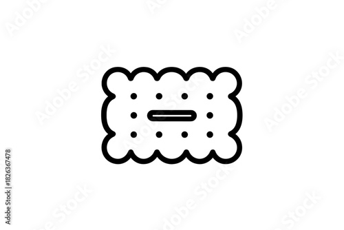 Rectangular biscuit or cracker with perforated holes and wavy edges