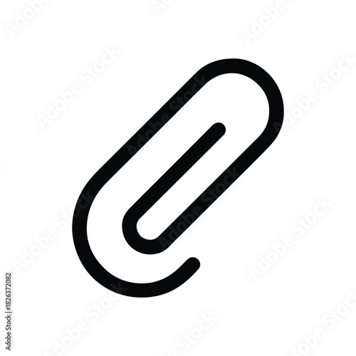 Paperclip icon for attaching files, office, business, communication, and web isolated on white background