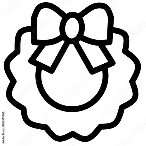 Christmas Wreath Icon Outline Vector