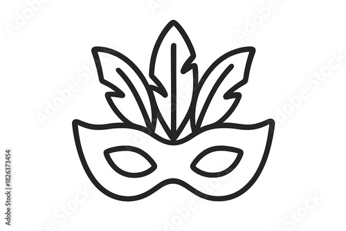 Festive masquerade eye mask decorated with three large feathers for carnival celebration