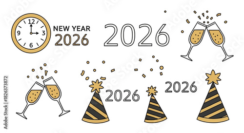 New Year 2026 Celebration Elements Collection