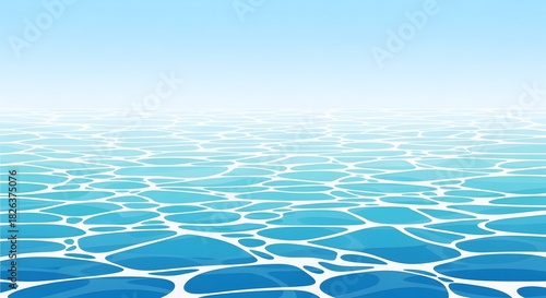 Fototapeta Naklejka Na Ścianę i Meble -  Blue water surface illustration clear sky background vector design for summer and vacation themes