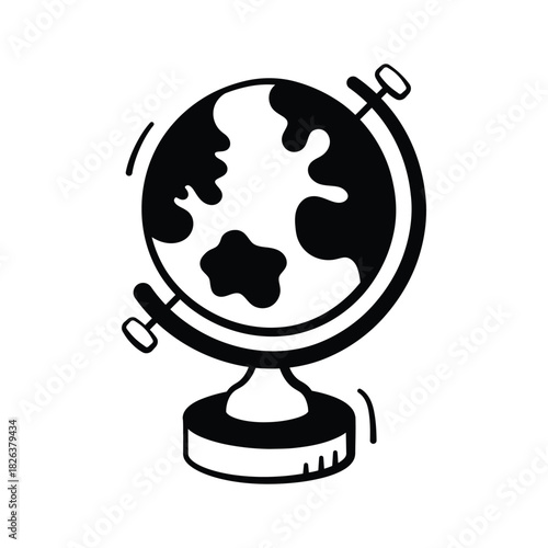 World geography and global education, trendy hand drawn icon
