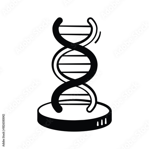 Biology and Genetic science, hand drawn trendy icon of DNA structure