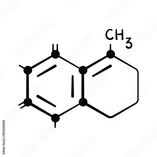 Hand drawn chemistry structure icon, science and laboratory education