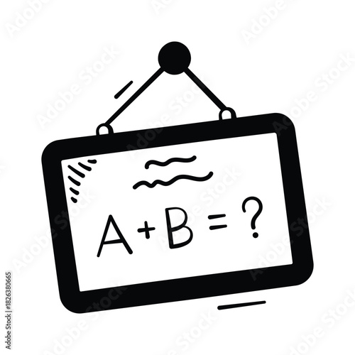 Hand drawn board with math equation representing classroom mathematics
