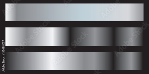 Set of Silver foil texture background. Realistic silver, gradient mesh. High resolution
