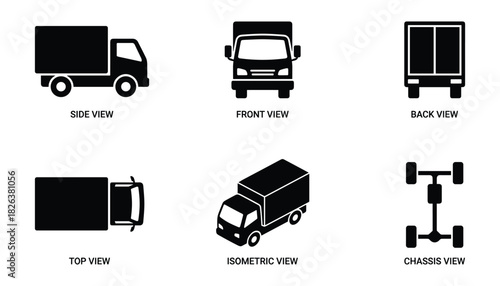 Detailed Truck Design: Vehicle Views for Logistics and Transport Illustration