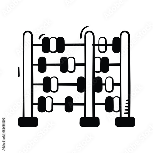 Traditional abacus doodle illustration, early math and counting education
