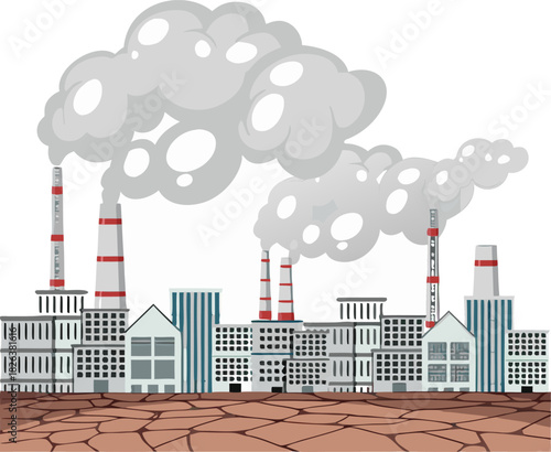 factory with smoke and chimney