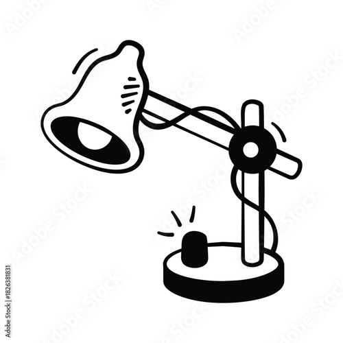 Adjustable desk lamp doodle icon in modern style, premium vector
