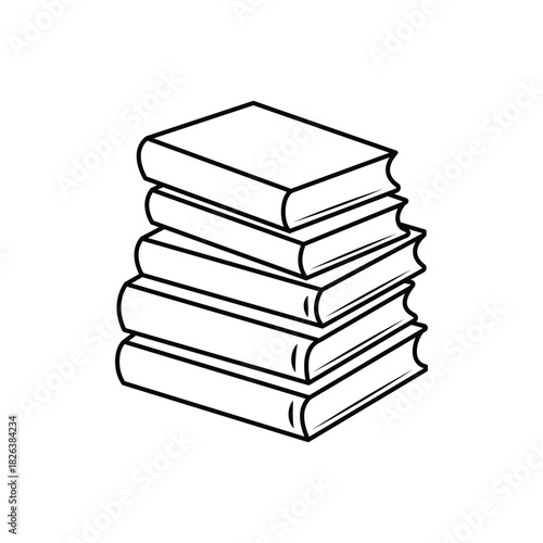 Stack of books outline drawing illustration for educational content and design elements featuring knowledge and learning resources for library or school themes