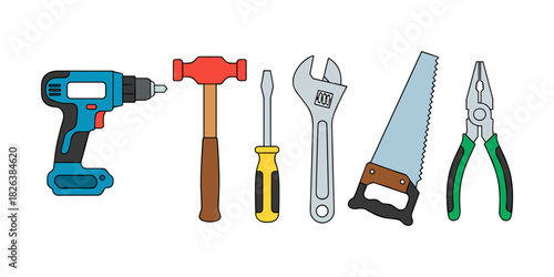 Various hand tools and power tool for repairs