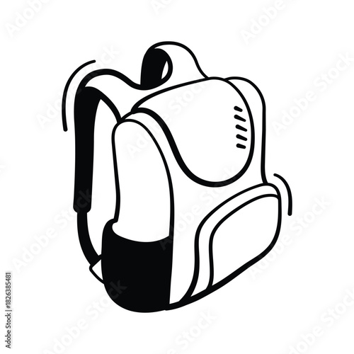 Student backpack doodle illustration, trendy premium vector design