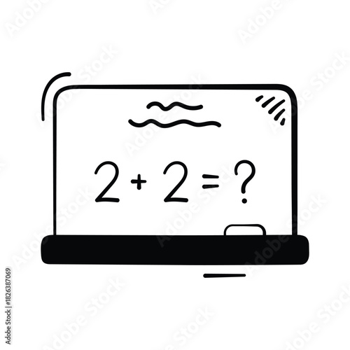 Hand drawn board with math equation representing classroom mathematics