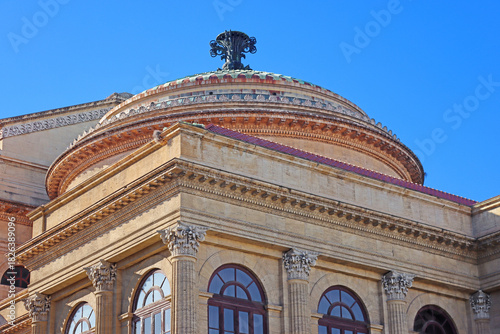 Top view of teatro Massimo in Palermo, Sicily, Italy
