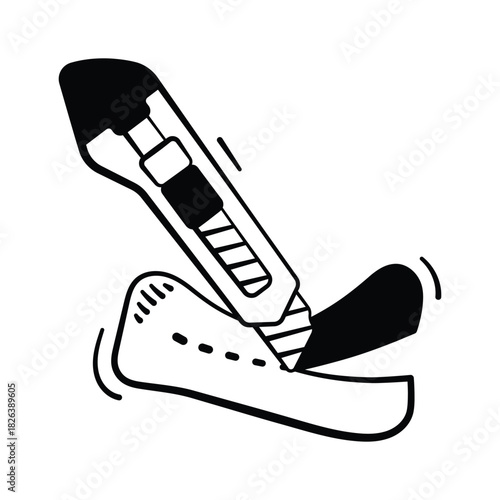 Well designed hand drawn doodle style icon of paper cutter