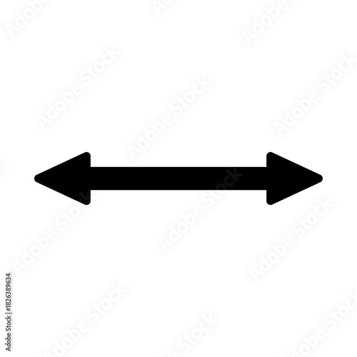 Double ended straight long arrow pointer. Dual arrow. Vector illustration on white background.