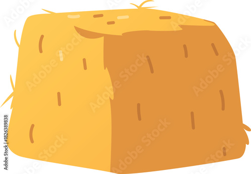 Square bale of straw, yellow dry grass, agriculture.