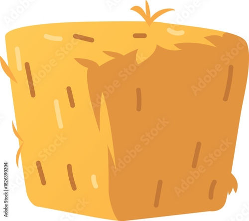 Haystack flat vector icon, cartoon bale of hay, straw barn and square hayloft, dry yellow grass bundle, forage pasture