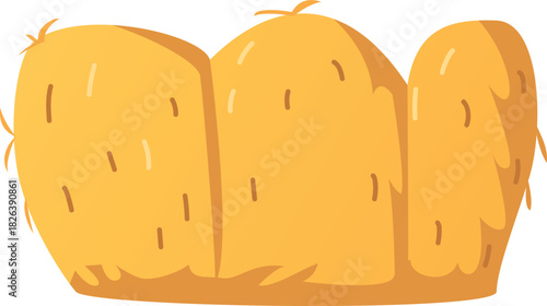 Tied haystack flat vector icon, cartoon bale of hay, straw barn, sheaf of wheat ears, dry grass heap, hay forage pasture