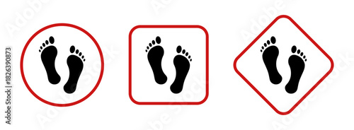 Human footprints icons in three variations: circular, square, and diamond shapes representing movement, steps, and direction