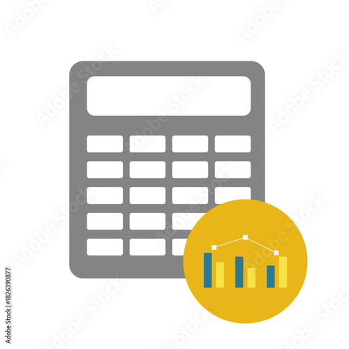 Vector Flat Icon Finance Isolated business. Calculator isolated on white background. Vector illustration