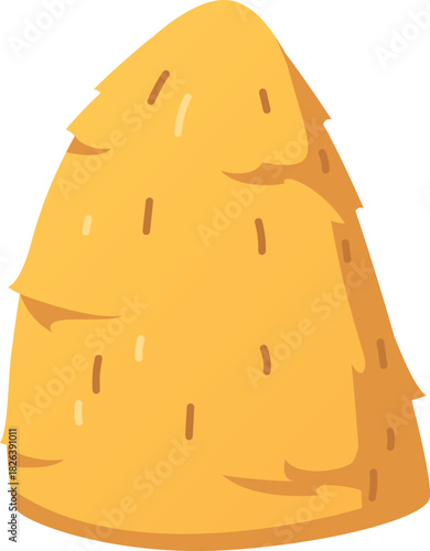 Cartoon haystack, yellow dry grass, isolated icon.