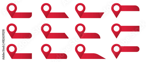 Map pointers icon set. Location icons or geolocations. Vector design element set. Pointer icon pin on the map with space for text. Vector illustration