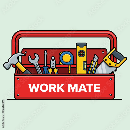 A vibrant red toolbox brimming with essential hand tools ready for any diy project or professional task