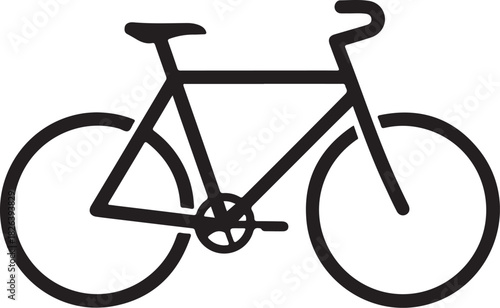 Simple black silhouette of a bicycle isolated on a white background.