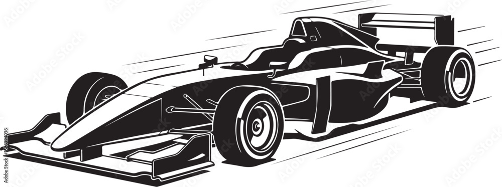 Fototapeta premium Formula 1 race car in motion, speed, competition, motorsport graphic illustration