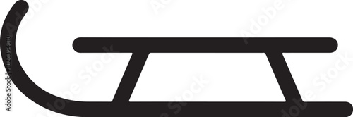 Classic wooden sled icon on a white background, winter sport symbol
