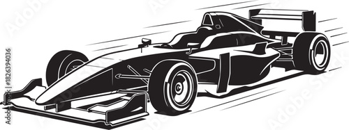 Formula 1 race car in motion, speed, competition, motorsport graphic illustration