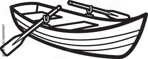 Rowboat with oars vector graphic icon isolated on white