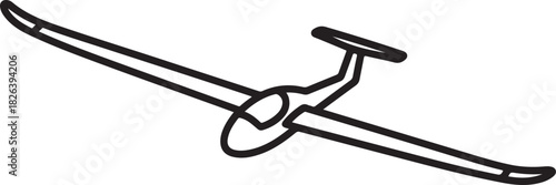 Glider airplane outline illustration isolated on white background