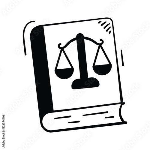 Law textbook doodle style vector, legal studies, rules, and civic education.