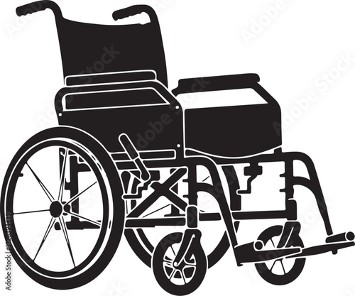 Manual wheelchair silhouette on white background for accessibility and mobility