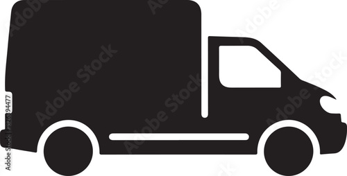 Box truck icon graphic symbol representing delivery and transport services.