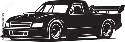 Racing pickup truck silhouette with spoiler and aggressive design