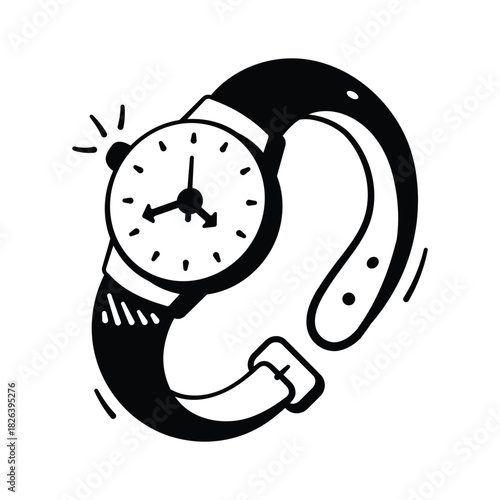 Grab this amazing doodle style icon of wristwatch, modern vector