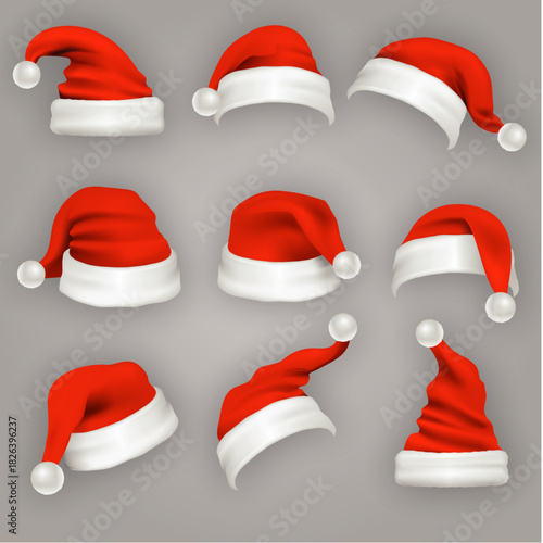 Christmas Santa Claus Hats Vector 