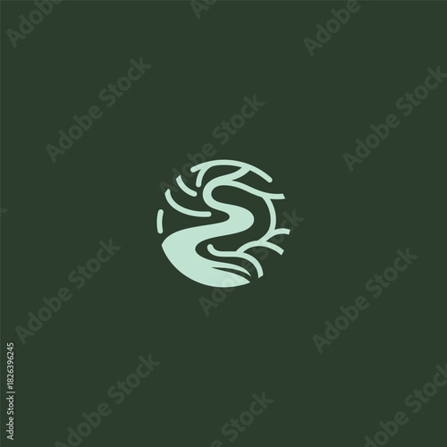 River and Root logo with flowing lines and natural harmony.