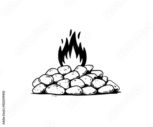 timeless tale survival: bonfire stones | Clean, isolated vector art for creative projects.