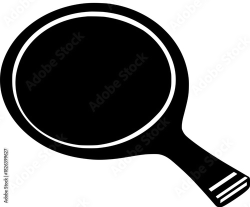 Silhouette Ping Pong Paddle - Flat Vector Icon Black White Only Simplistic | Clean, isolated vector art for creative projects.
