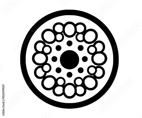 Black White Pollen Grain Vector Icon | Clean, isolated vector art for creative projects.