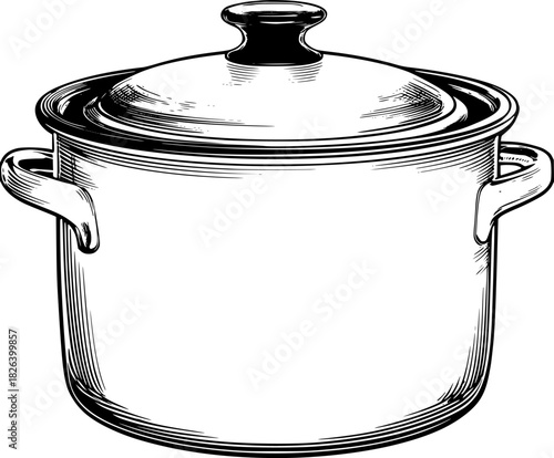 classic cast iron pot, timeless versatile | Clean, isolated vector art for creative projects.