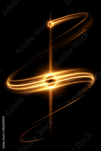 Twirl light lines effect on black background