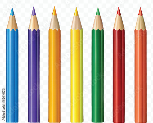 realistic 3d pile of multi color pencils in different style isolated on transparent background 