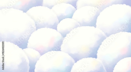 Soft fluffy clouds in pastel blue and white background  